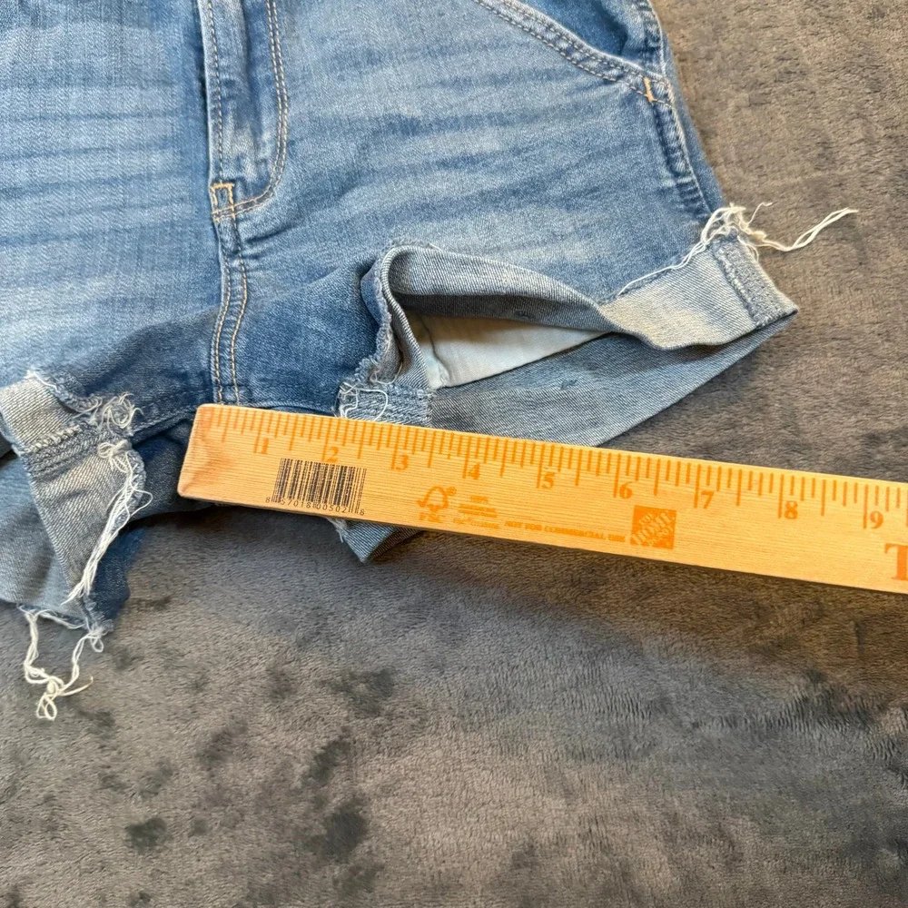 Hollister High Rise Short 3 Denim‎ Womens Size 0 Blue Advanced Stretch Cut Off